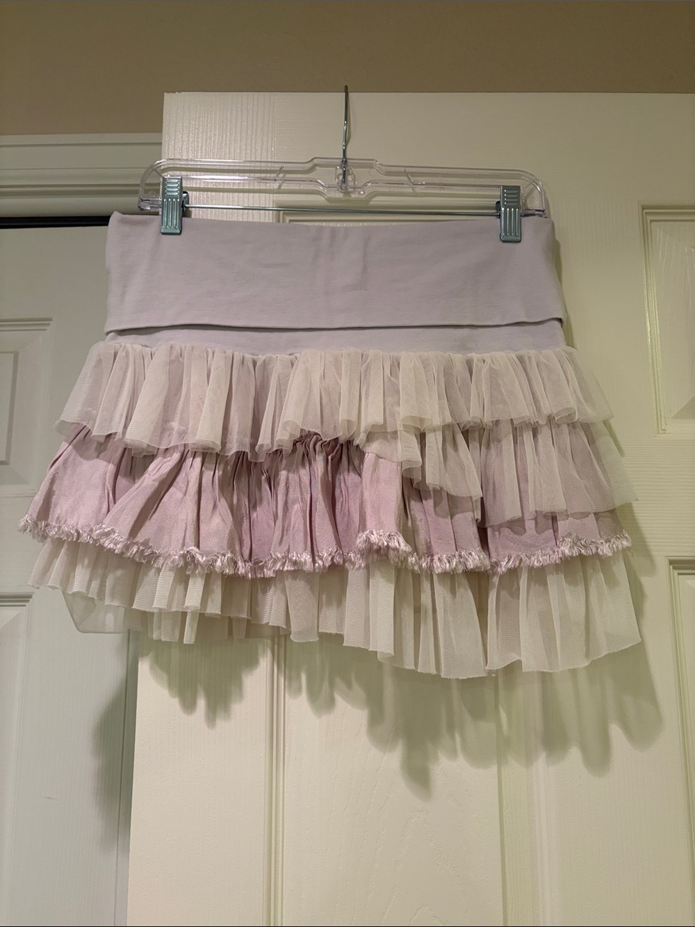 Free People Layered Tulle Mini Skirt/ Tube Top in Soft Mauve Pink and Cream - Picture 2 of 4